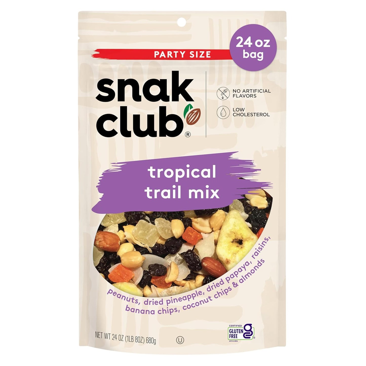 Snak Club Sweet and Salty Trail Mix with Peanuts, Butter Toffee Peanuts, M&M'S Chocolate Candies, Toasted Corn, Honey Sesame Sticks, and Almonds, Kosher Snack, 24 oz Resealable Bag