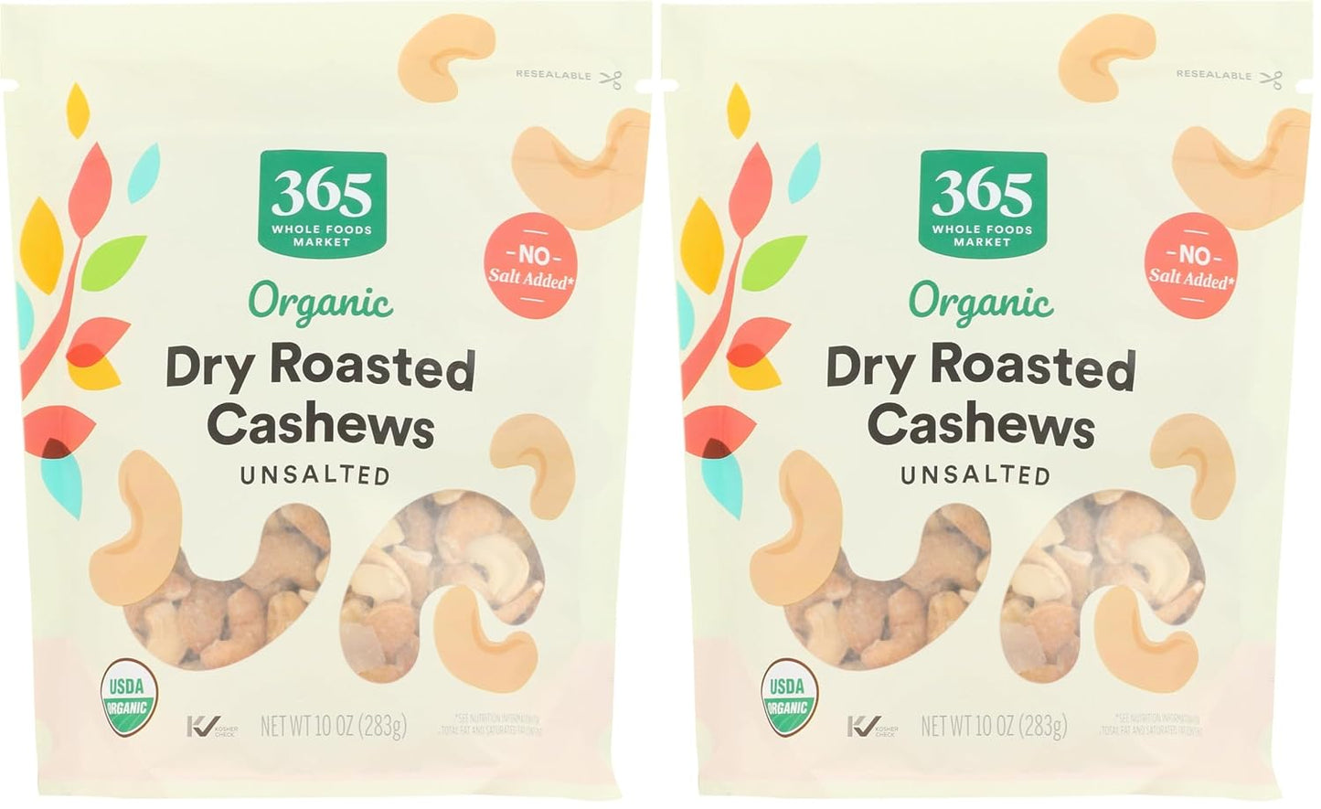 365 by Whole Foods Market, Organic Roasted & Salted Cashews, 10 Ounce