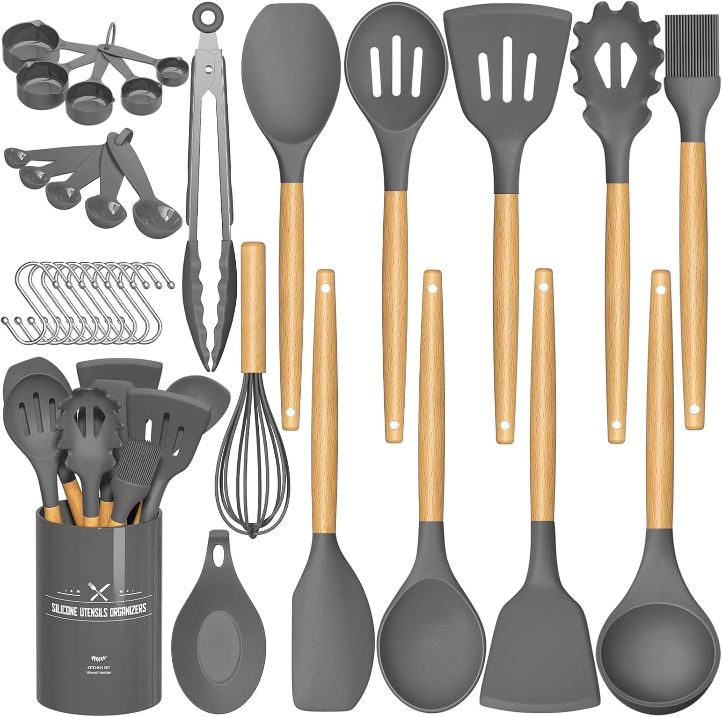 Umite Chef 33‑Piece Silicone Cooking Utensils Set with Holder