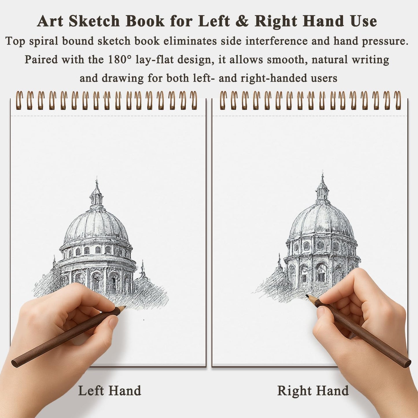 Fuxi 9" x 12" Sketch Book, Top Spiral Bound Sketch Pad, 100 Sheets 68lb/100gsm Acid-Free Drawing Paper, Art Sketchbook for Drawing Pad for Kids Artists & Beginners Professional Art Supplies for Adults