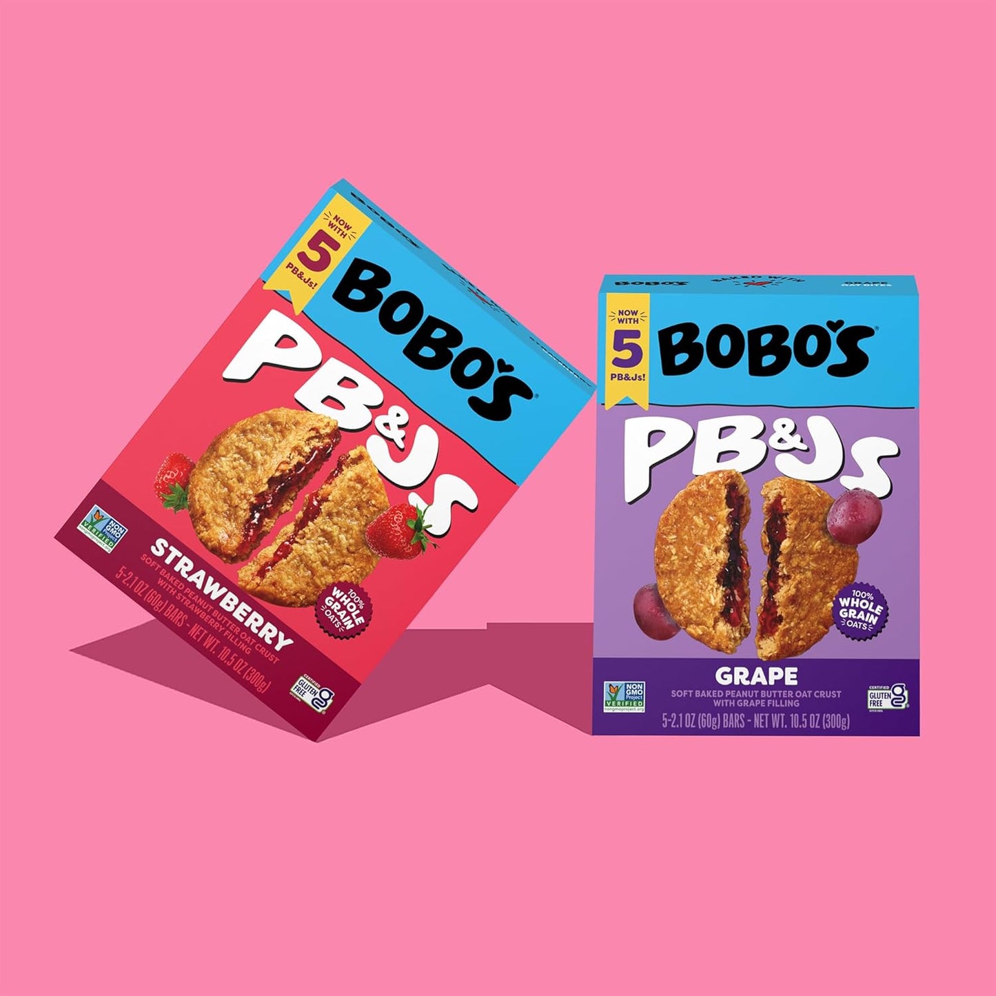 Bobo's Grape PB&J Oat Snacks, Simple Ingredients, Whole Grain Oats, Plant Based, Non-GMO, Gluten Free Breakfast Bars, Healthy Snacks for Adults & Kids (24 Snacks)