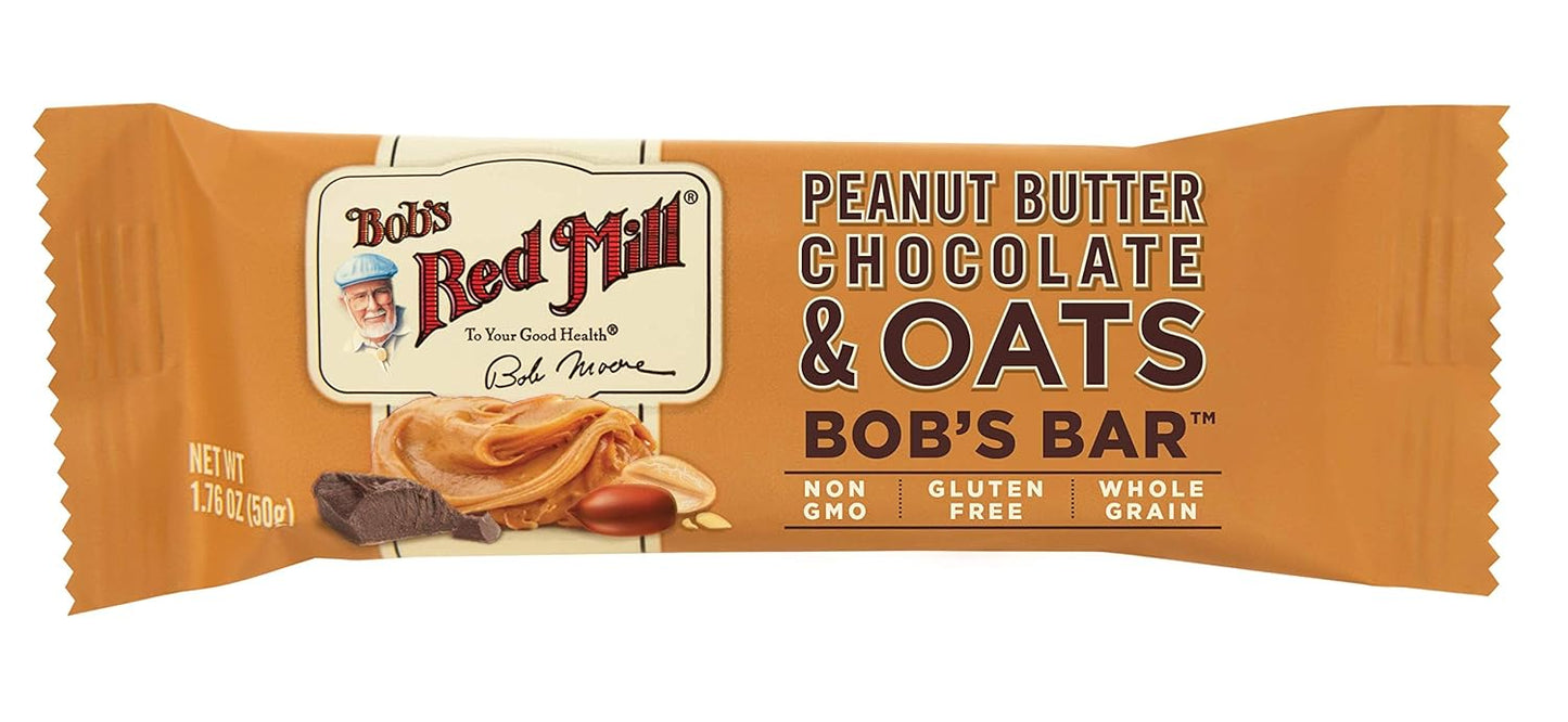 Bob's Red Mill 12pk Peanut Butter Chocolate & Oats Bar, 12 bars (Pack of 1) - Non GMO, Gluten Free, Kosher