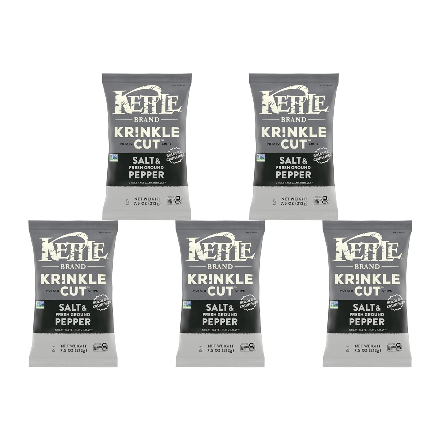 Kettle Brand Potato Chips, Krinkle Cut, Salt & Ground Pepper Kettle Chips, Party Size, 13 Oz