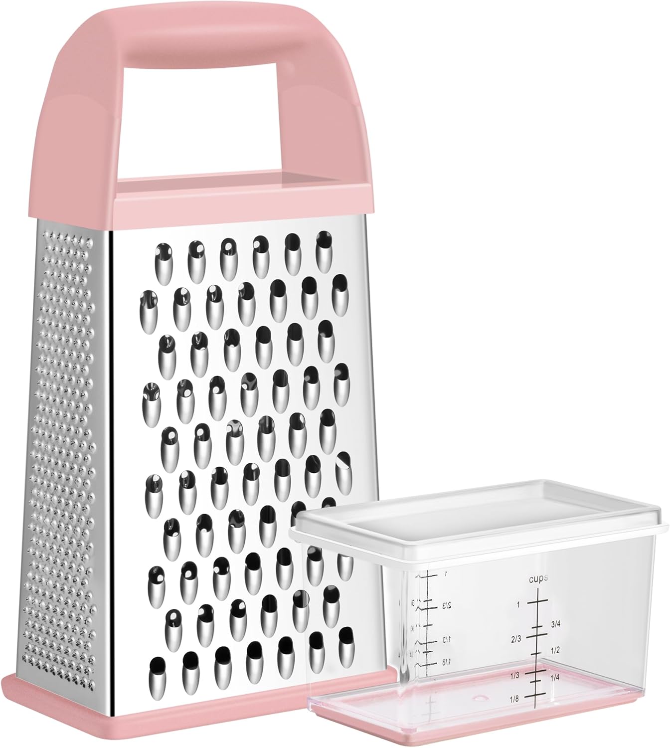 Urbanstrive Cheese Grater With Container Box Grater Stainless Steel Graters for Kitchen Cheese Shredder Parmesan Shredder Kitchen Gadgets Kitchen Tools Kitchen Gifts for Chef Dishwasher Safe Zester