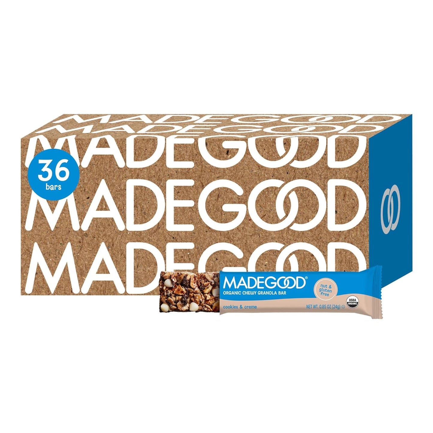 MadeGood Chocolate Chip Granola Bars, 40 Count (0.85oz Each) Contains Nutrients from Vegetables, Gluten Free Snacks