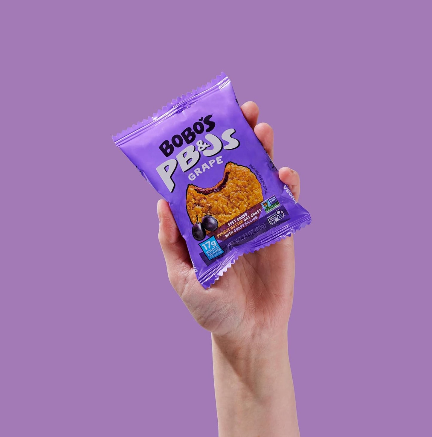 Bobo's Grape PB&J Oat Snacks, Simple Ingredients, Whole Grain Oats, Plant Based, Non-GMO, Gluten Free Breakfast Bars, Healthy Snacks for Adults & Kids (24 Snacks)