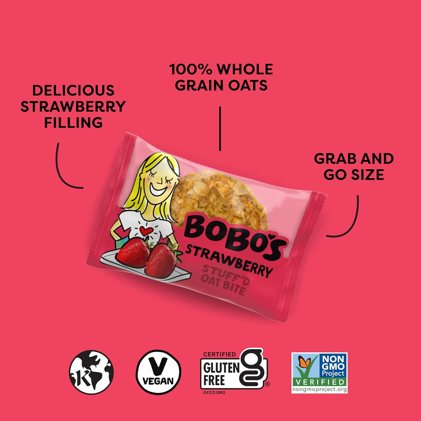 Bobo's Oat Bites Stuff'd Variety Pack (Strawberry, Original Chocolate Chip, and Apple Pie), Pack of 30 (1.3 oz Bites), Gluten Free Whole Grain Rolled Oats