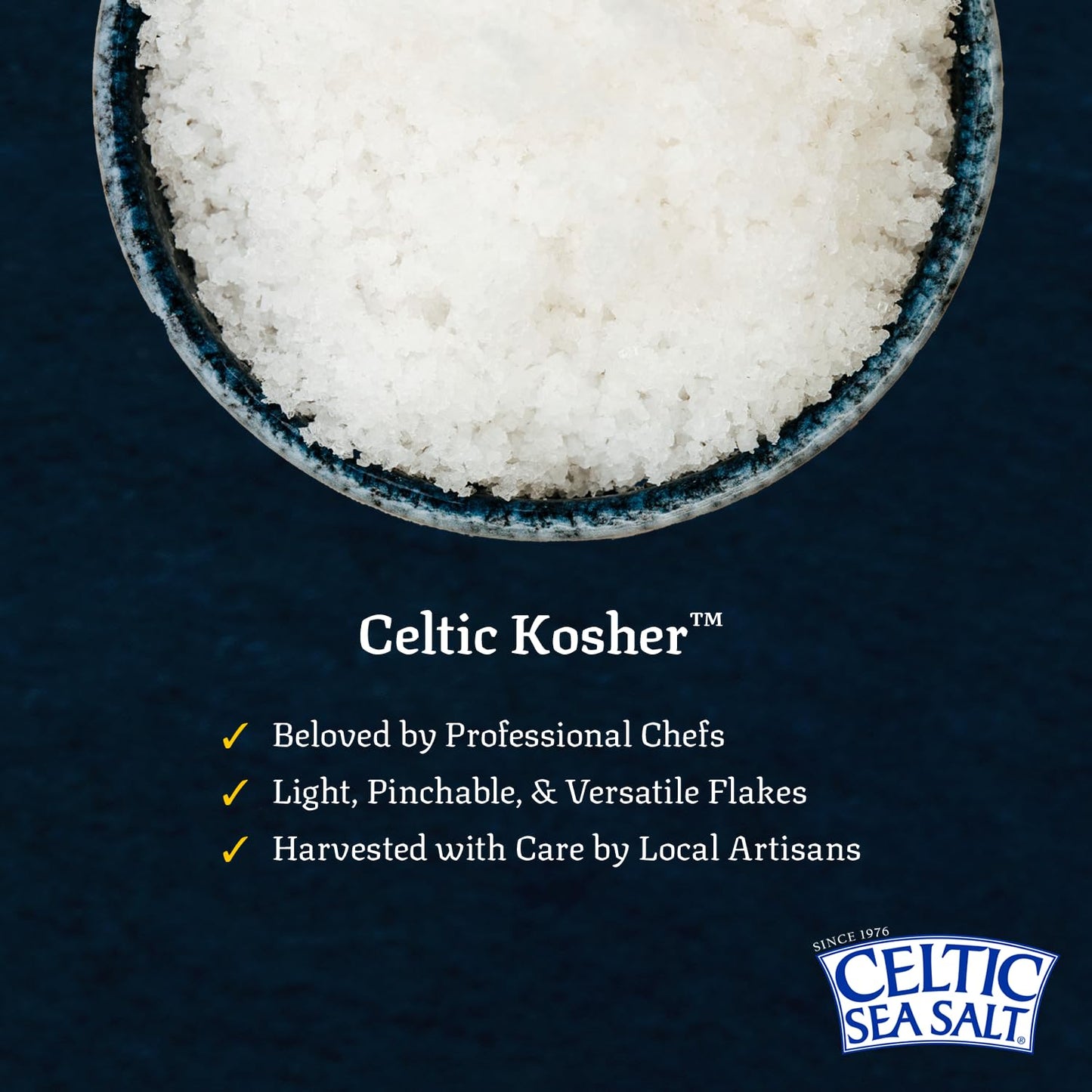 Celtic Sea Salt Kosher, 1 lb Resealable Bag, Unrefined Mineral-rich, Chef-Trusted Exquisite Taste, Hand-Harvested, Family Founded Since 1976