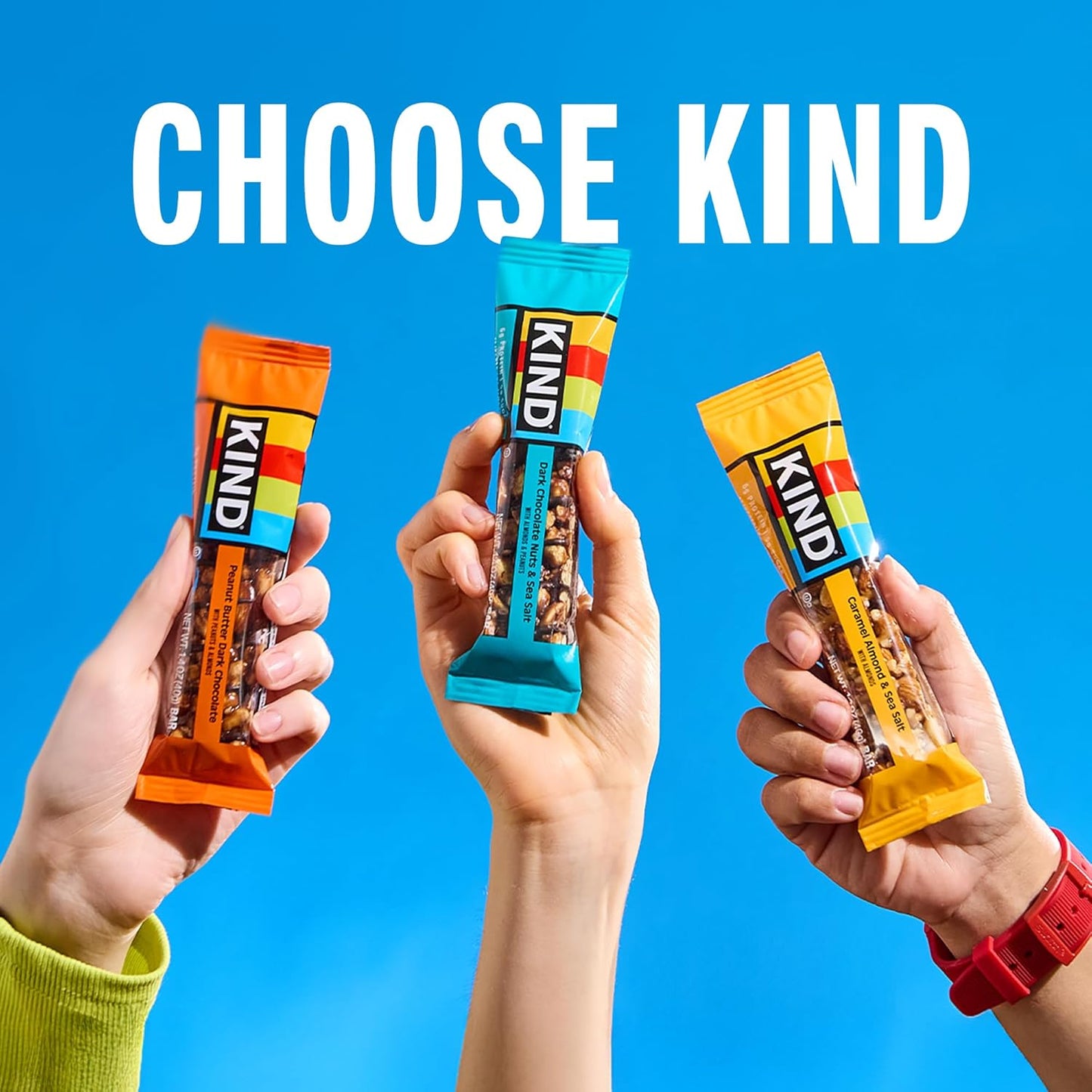 KIND Healthy Snacks Bars Variety Pack, Gluten Free, Low Sugar, High Fiber Snacks, Dark Chocolate Nuts & Sea Salt, Peanut Butter Dark Chocolate, Caramel Almond & Sea Salt, 6-7g Protein, 18 Count
