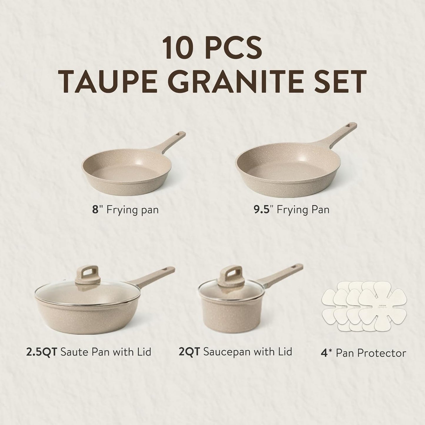 CAROTE 10Pcs Pots and Pans Set Nonstick, Induction Cookware Sets, NonStick Cooking Set, Kitchen Pots and Pans Set with Stay-Cool Handles, PFOA Free