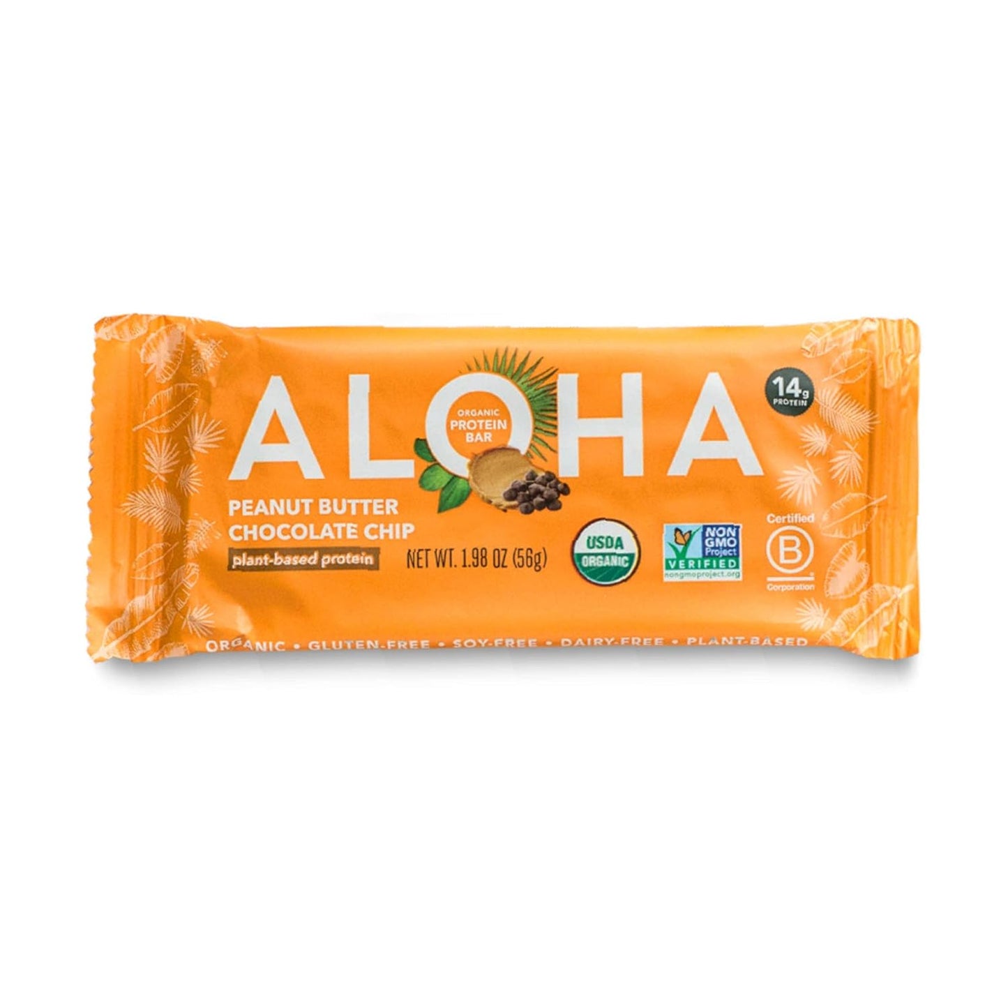 Aloha Organic Plant Based Protein Bar Peanut Butter Chocolate Chip , 1.98 Oz