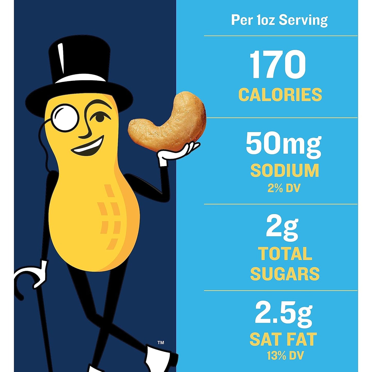PLANTERS Deluxe Lightly Salted Cashews, Party Snacks, Plant-Based Protein, Quick Snack for Adults, After School Snack, Flavored with Sea Salt, Kosher, 1lb 2.25oz