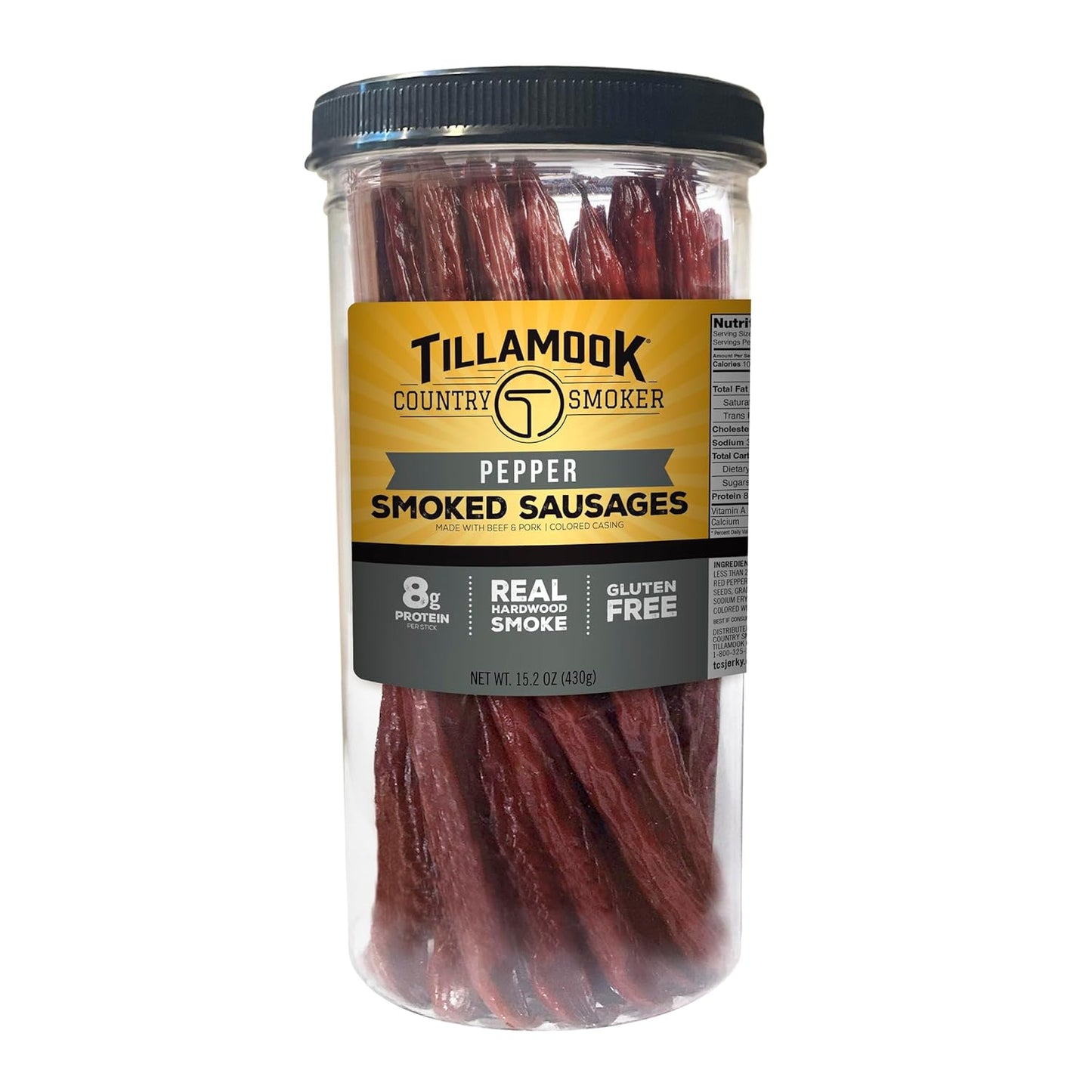 Tillamook Country Smoker Real Hardwood Smoked Sausages, Original Beef, 15.2 Ounce Tall Jar, 20 Count