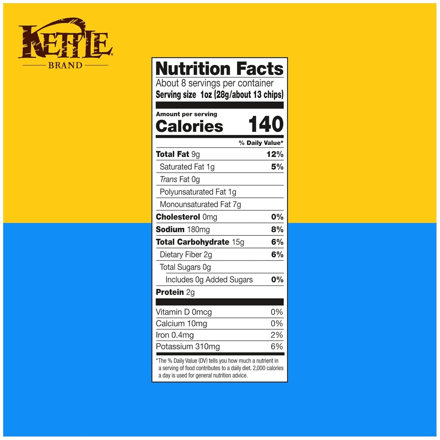 Kettle Brand Sea Salt and Vinegar Kettle Potato Chips, Gluten-Free, Non-GMO, 7.5 oz Bag