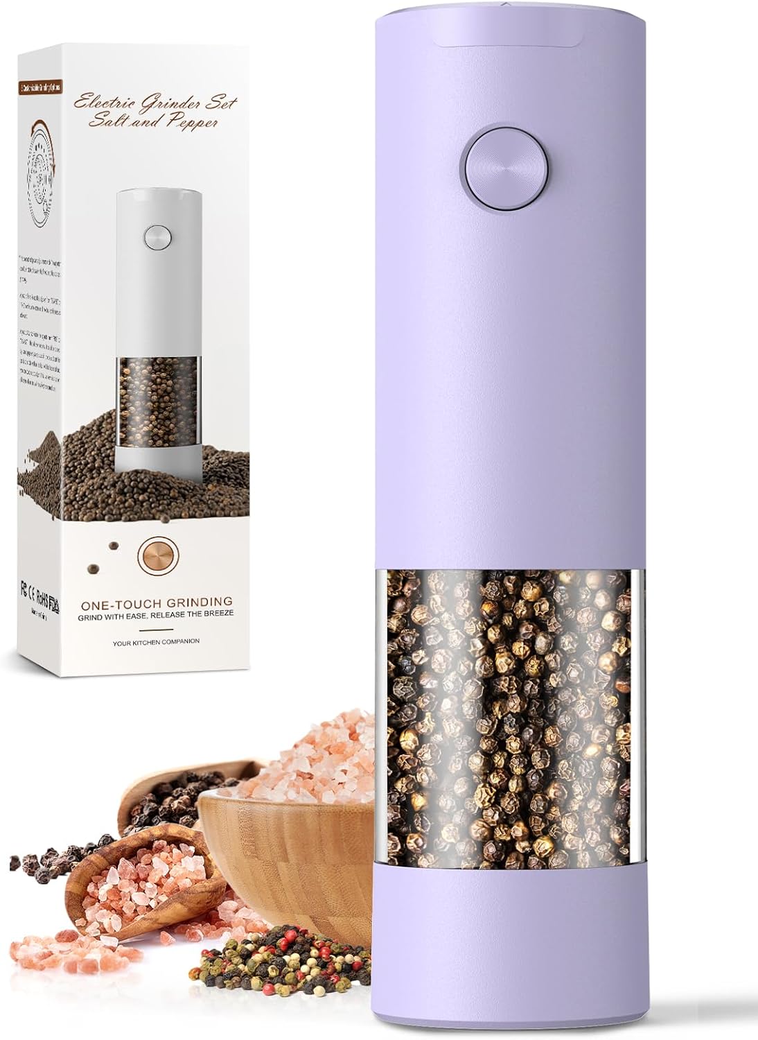 Electric Salt and Pepper Grinder Set Automatic Battery Pepper Mill Shakers Adjustable Coarseness Upgraded Larger Capacity with Led Home and Kitchen Appliances Christmas Gifts for Women