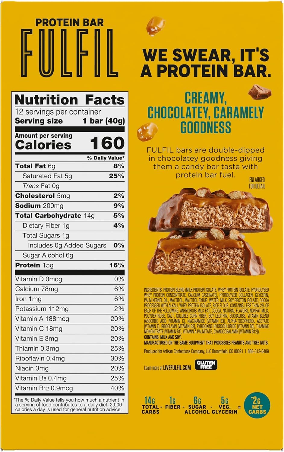 FULFIL Protein Snack Bars, Best Sellers Variety Pack, Gluten Free with 15g Protein, Pantry Staples, 12 Count