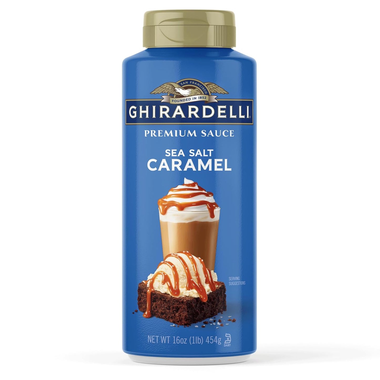 GHIRARDELLI Premium Dessert Sauce 16 oz Bottle, Sea Salt Caramel โ Smooth Salted Caramel for Desserts & Drinks