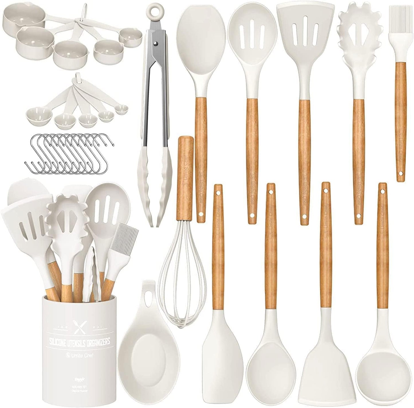 Umite Chef 33‑Piece Silicone Cooking Utensils Set with Holder
