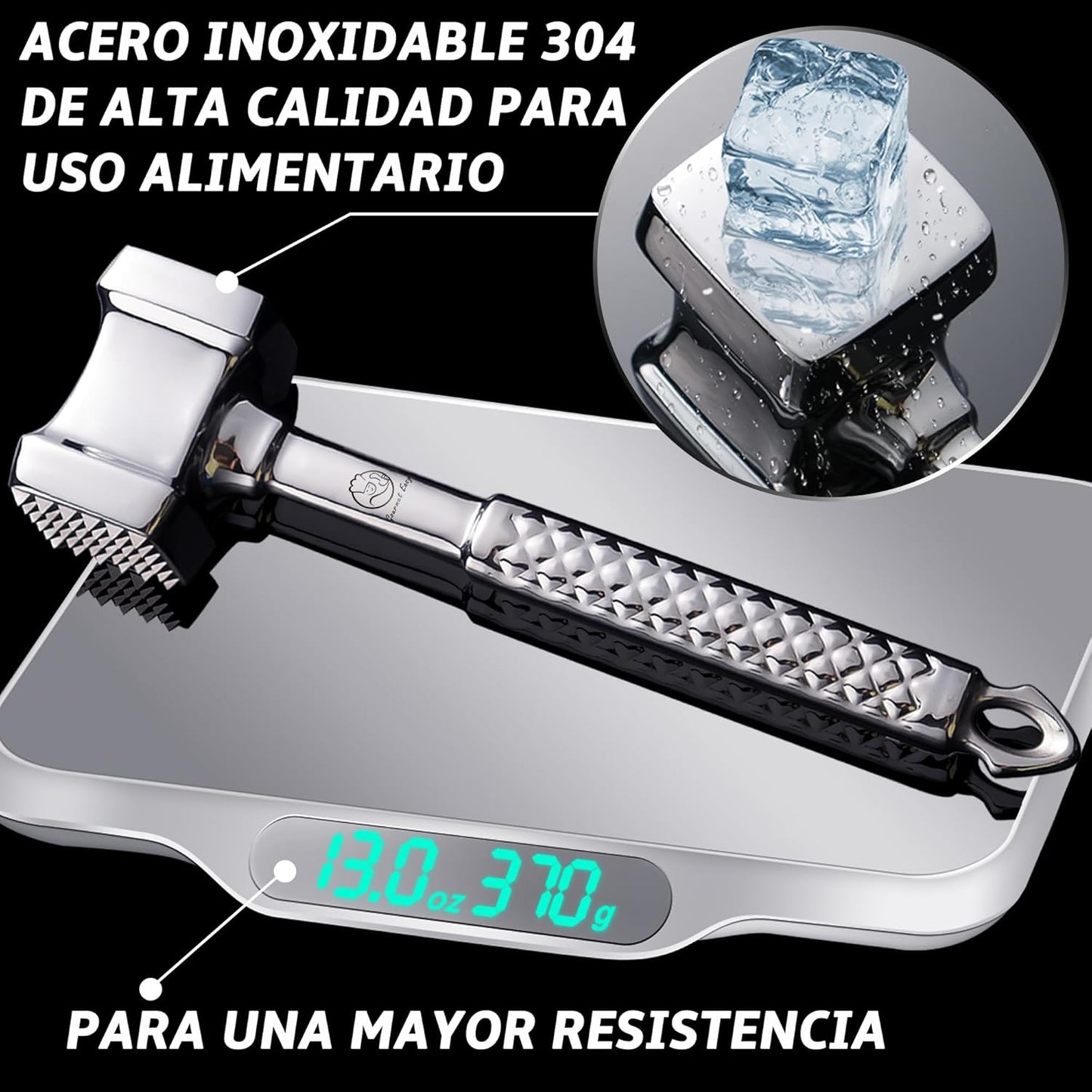 Stainless Steel Meat Tenderizer Tool, Premium Meat Mallet with Non-Slip Grip, Dual-sided Kitchen Mallet Ideal for Tenderizing Steak, Poultry & Chicken Cutlet, Dishwasher Safe with Lifetime Replacement