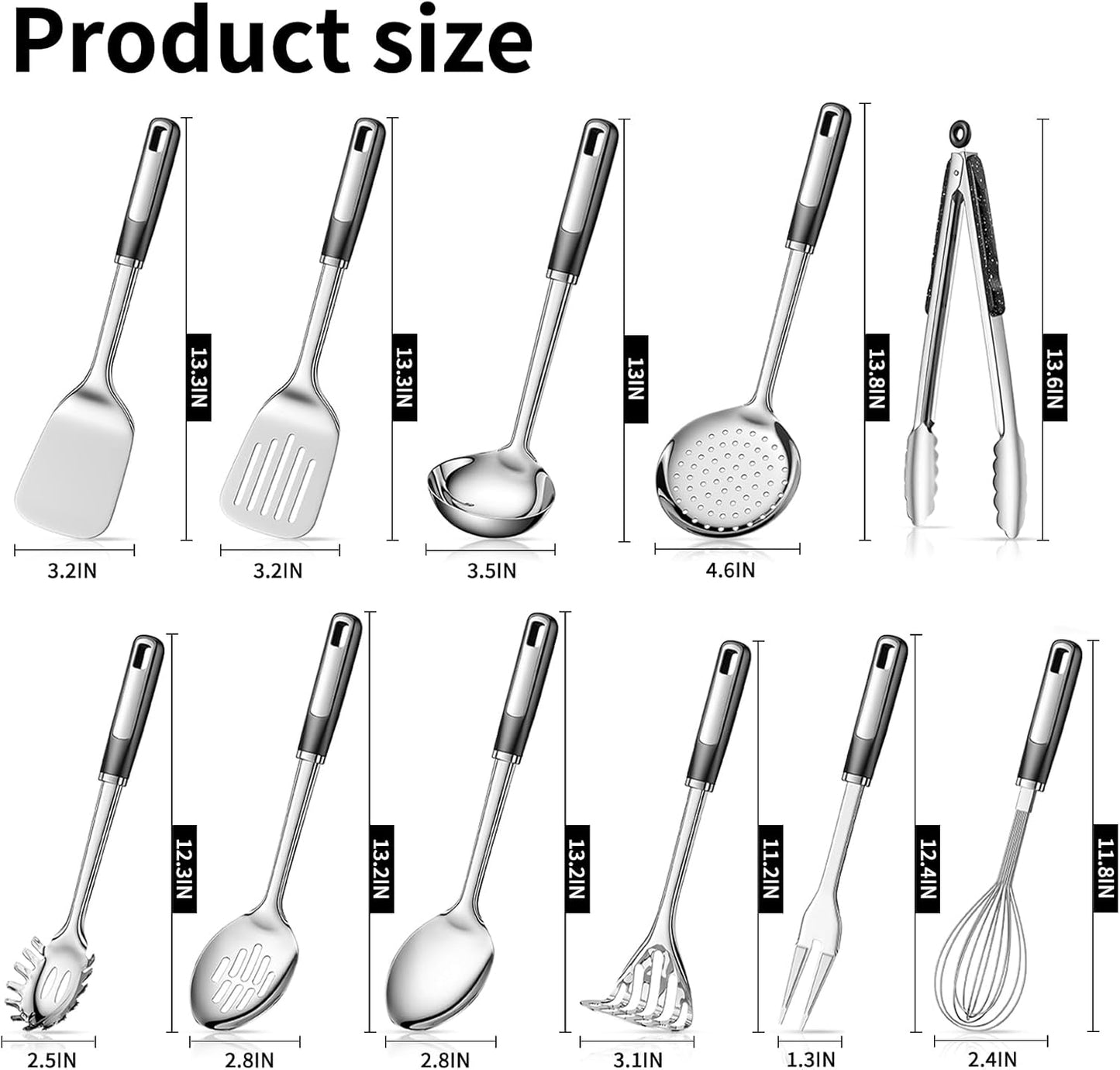 11‑Piece Stainless Steel Kitchen Utensil Set – Premium Thickened Cooking Tools