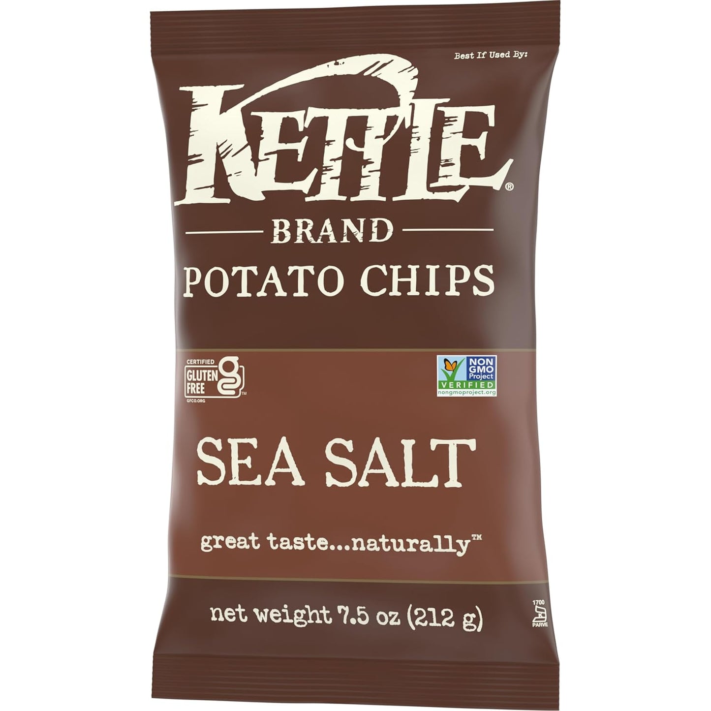 Kettle Brand Sea Salt Kettle Potato Chips, Gluten-Free, Non-GMO, 7.5 oz Bag
