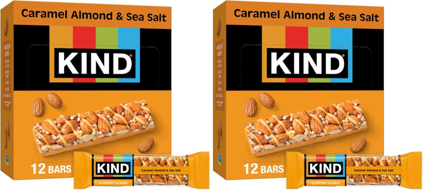 KIND Healthy Snacks Bars, Dark Chocolate Nuts & Sea Salt, Gluten Free, Low Sugar, High Fiber Snacks, 6g Protein, 12 Count