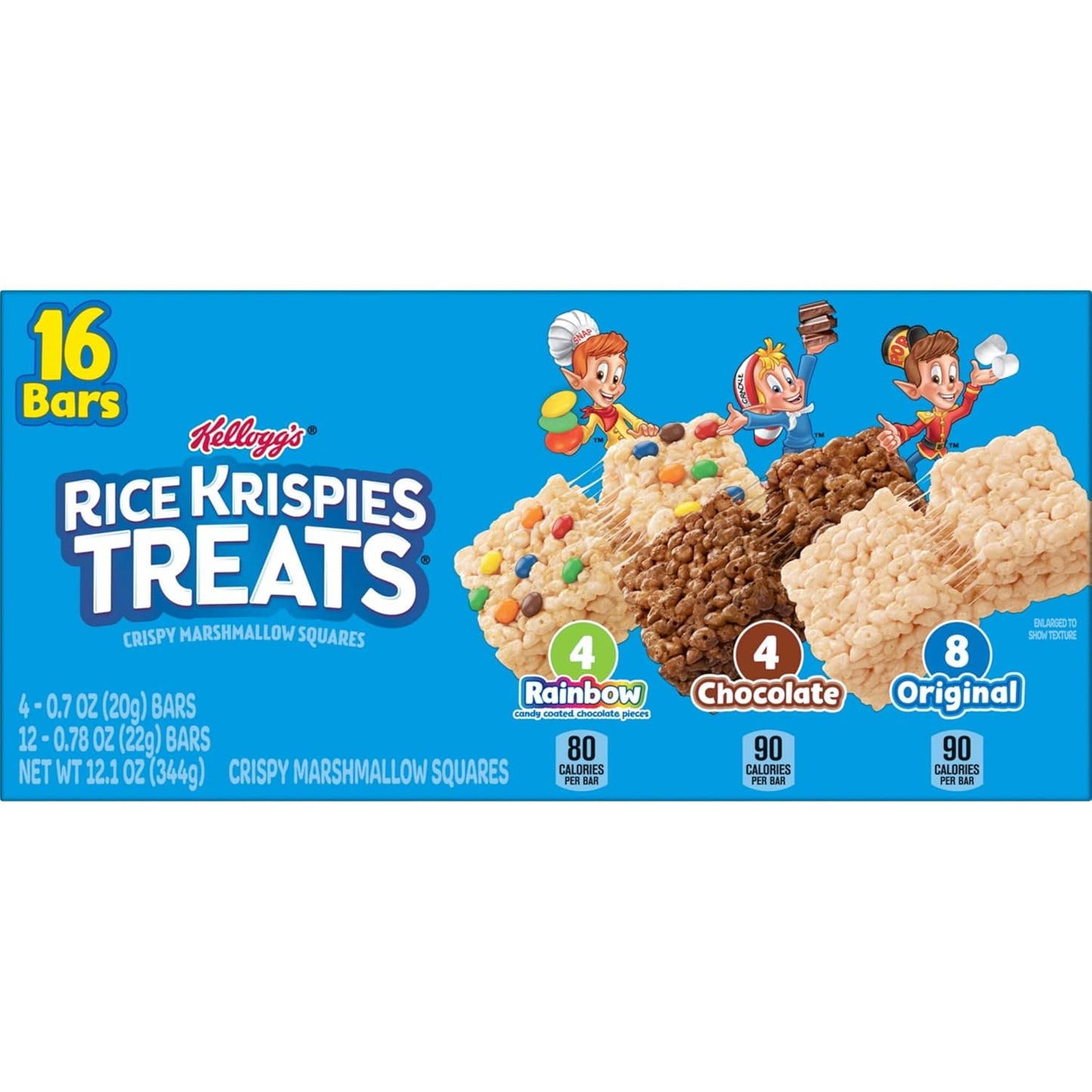 Rice Krispies Treats Crispy Marshmallow Squares, Kids Snacks, Cereal Bars, Variety Pack, 12.1oz Box (16 Bars)