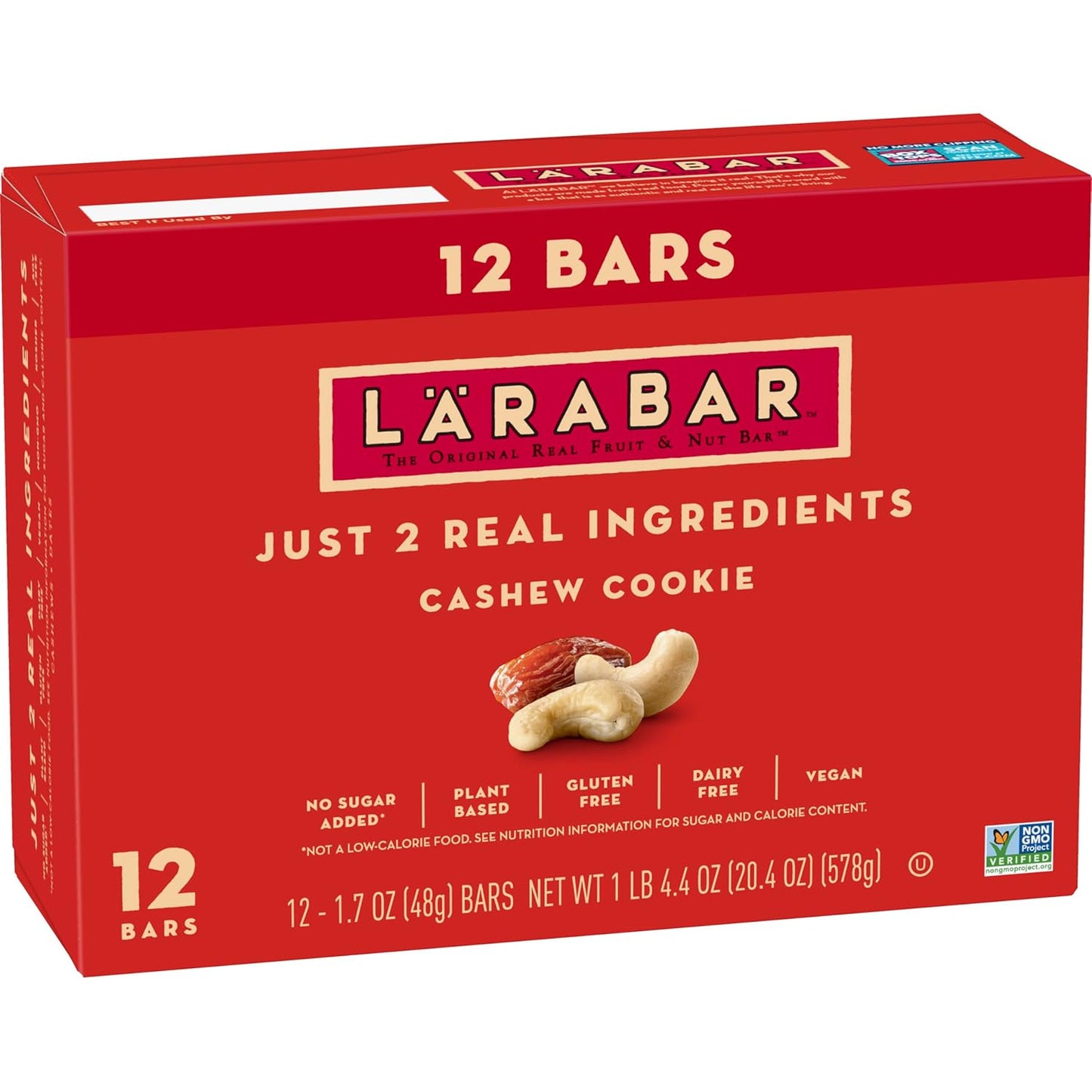 Larabar Cashew Cookie, Fruit and Nut Bars, Gluten Free and Vegan, 30.6 oz, 18 Ct