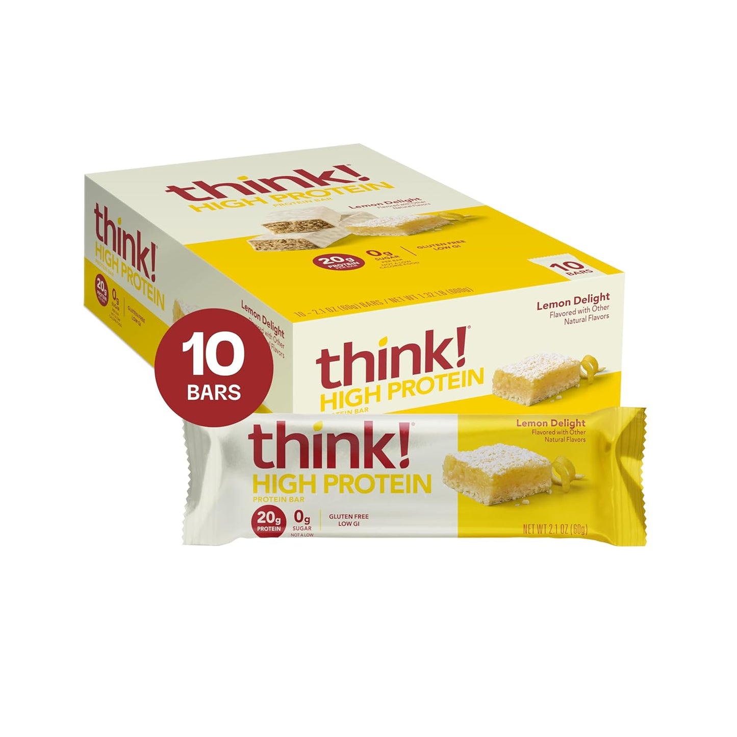 think! Protein Bars, High Protein Snacks, Gluten Free, Kosher Friendly, Creamy Peanut Butter, Nutrition Bars, 2.1 Oz per Bar, 12 Count (Packaging May Vary)
