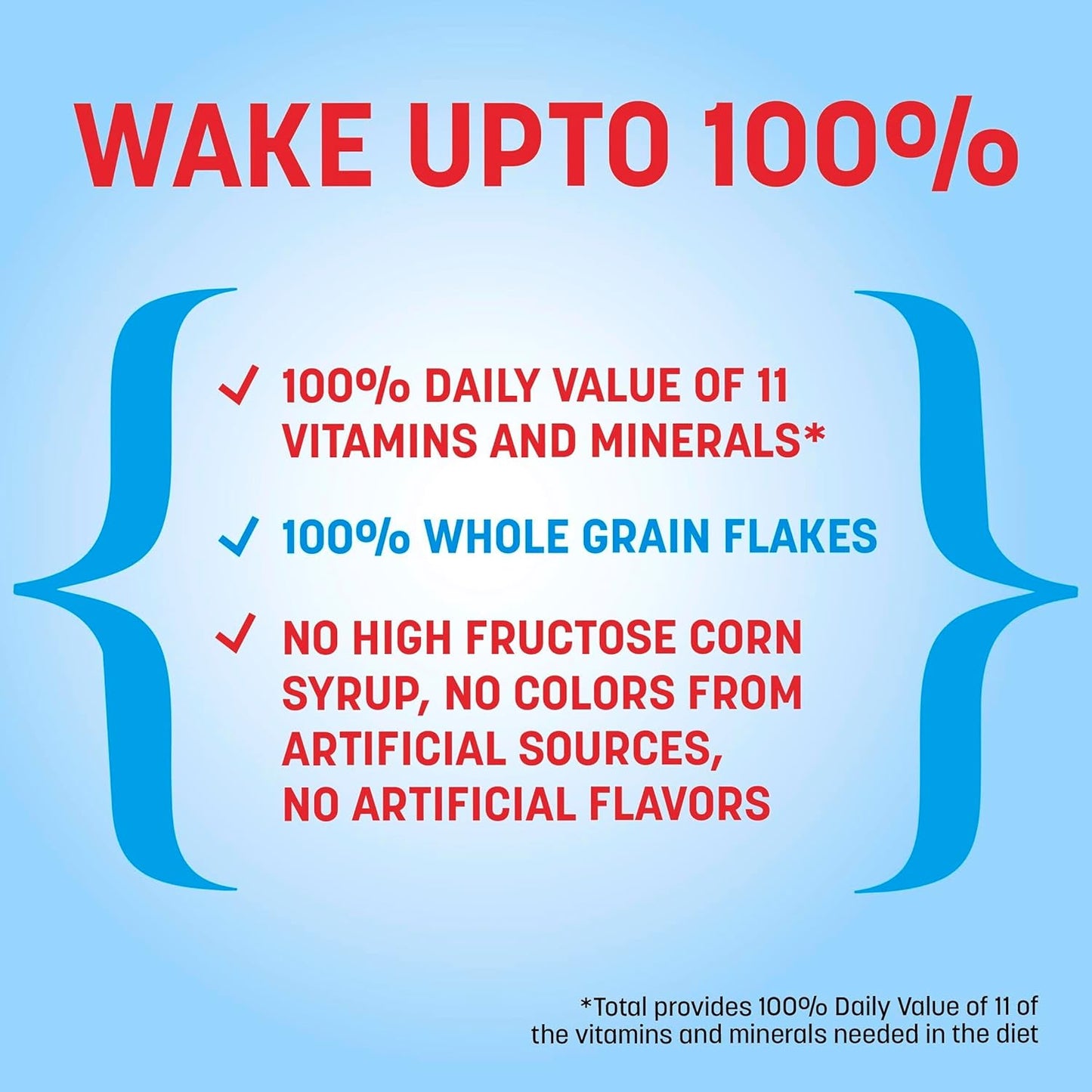 Total Breakfast Cereal, 100% Daily Value of 11 Vitamins and Minerals, Whole Grain Cereal, 16 oz
