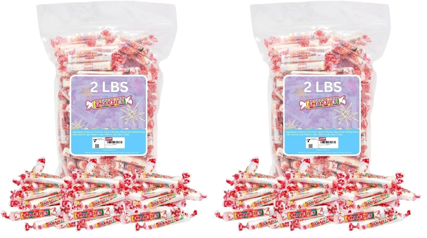 Smarties Candy Bulk Rolls Original Flavor - Gluten & Vegan Free - Classic Sweetness From Family Owned Company Since 1949, Peanut Free & Dairy Free - Perfect Halloween Candy - 2 Pound Bag