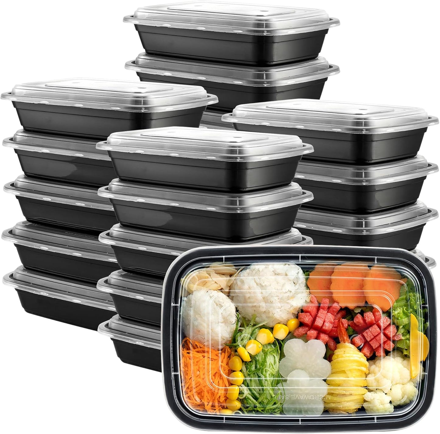GUSTO [12 oz - 50 Count 1-Compartment Meal Prep Containers with Lids – Reusable, Microwaveable, Dishwasher & Freezer Safe, BPA-Free Food Storage Boxes for Portion Control (Formerly Comfy Package)