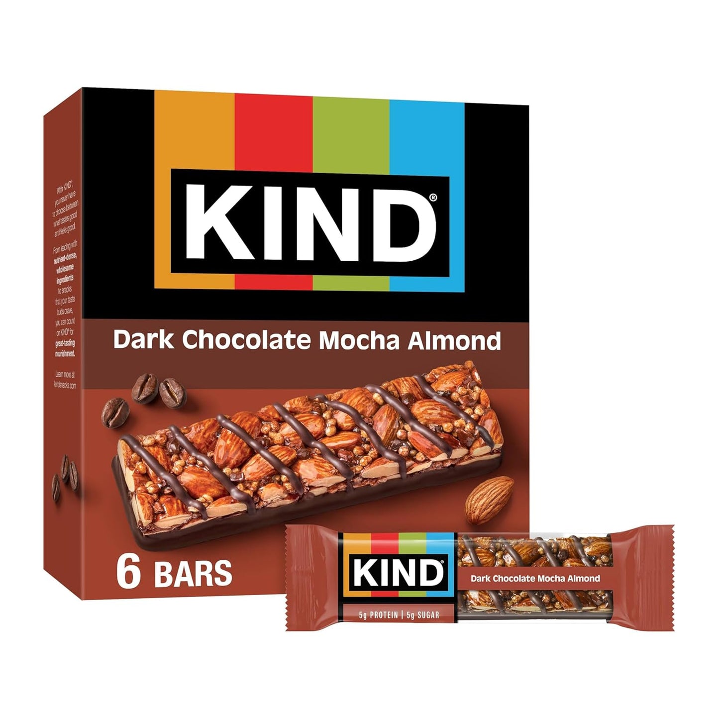 KIND Healthy Snacks Bars, Dark Chocolate Nuts & Sea Salt, Gluten Free, Low Sugar, High Fiber Snacks, 6g Protein, 6 Count