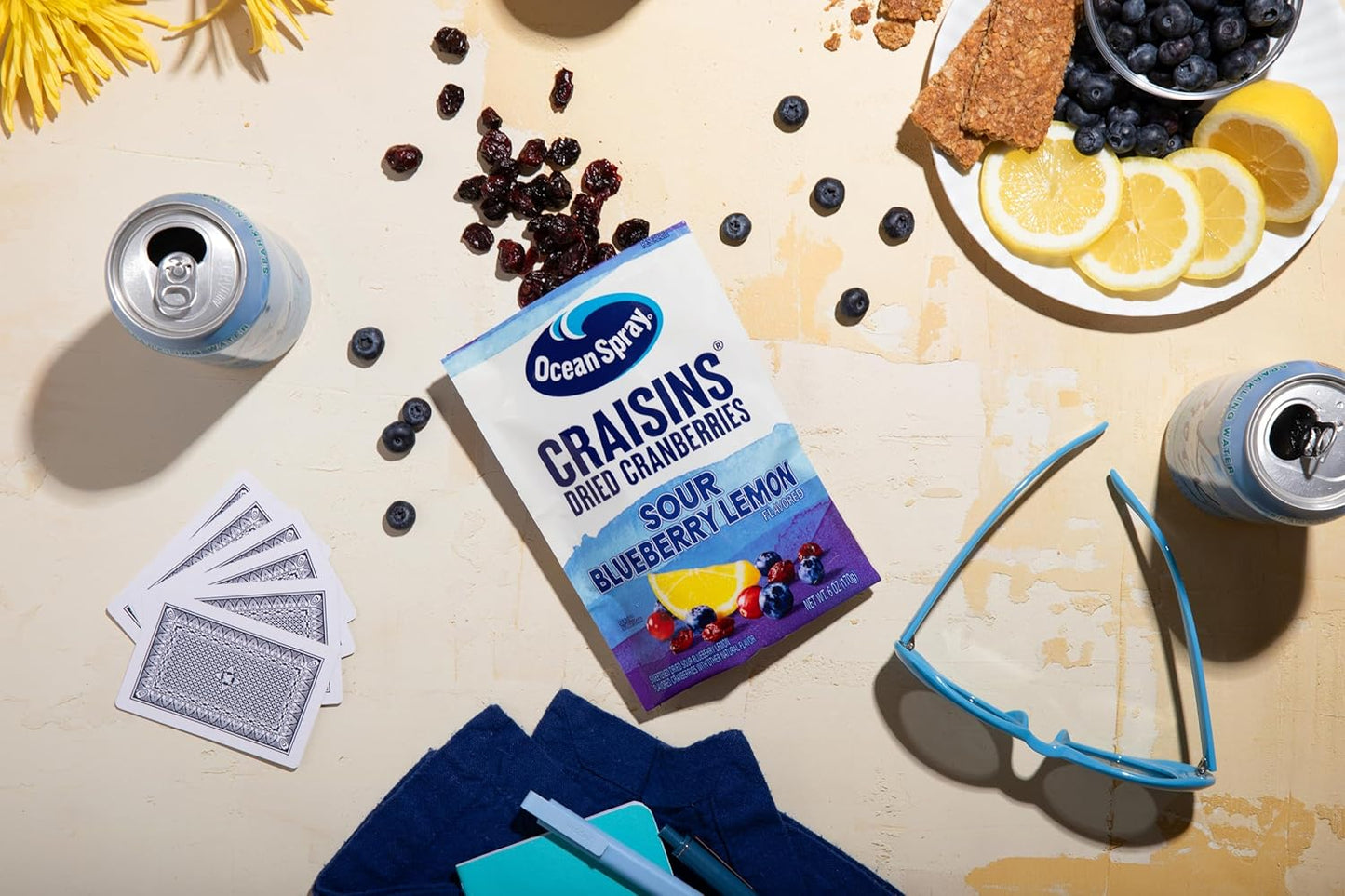 Ocean Spray® Craisins® Sweetened Dried Cranberries, Sour Blueberry Lemon, 6oz Pouch