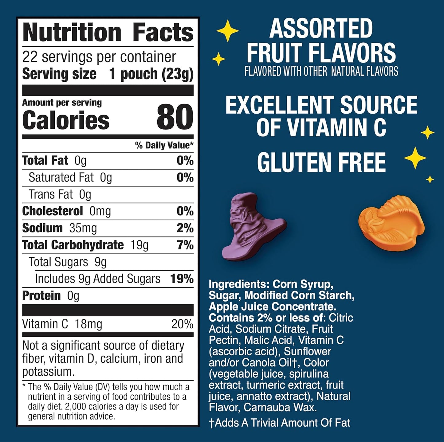 Harry Potter Fruit Flavored Snacks, Fat Free and Gluten Free Snacks, 17.6 oz (22 Pouches)