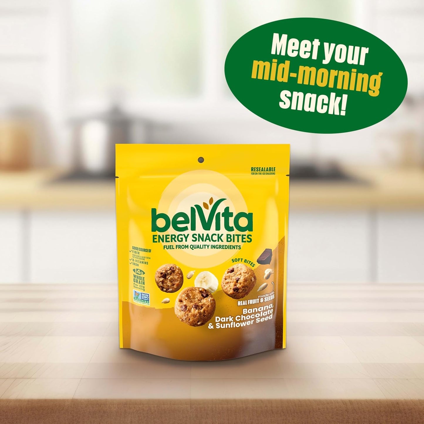 belVita Energy Snack Bites, Banana, Dark Chocolate and Sunflower Seed, 5 oz