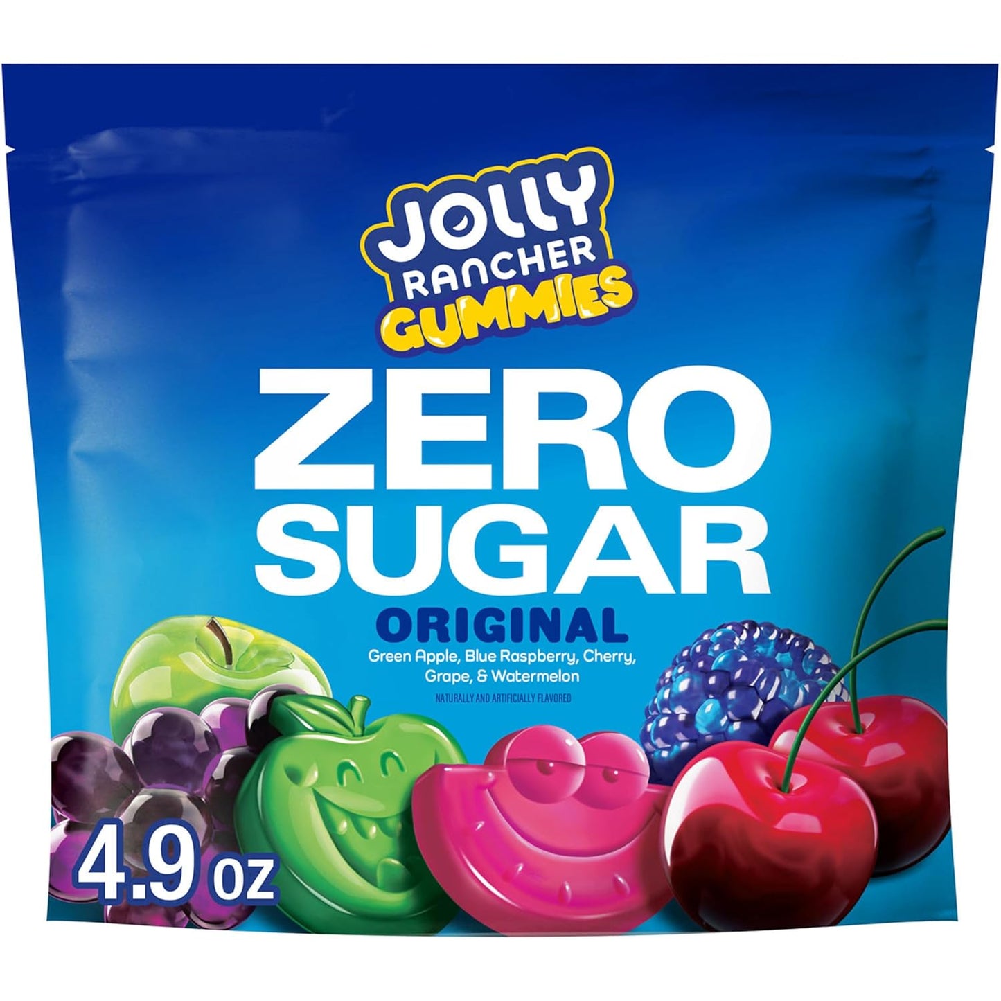 JOLLY RANCHER Gummies Zero Sugar Assorted Fruit Flavored Candy Bag, 4.9 oz (7 Pouches)
