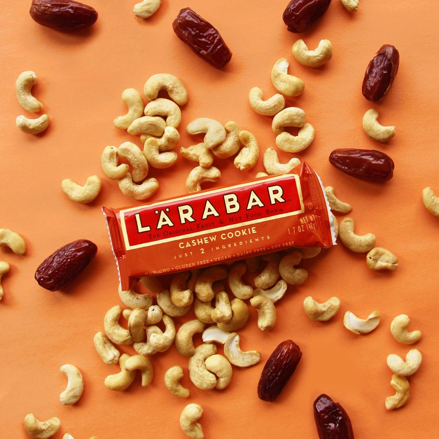 Larabar Cashew Cookie, Fruit and Nut Bars, Gluten Free and Vegan, 30.6 oz, 18 Ct