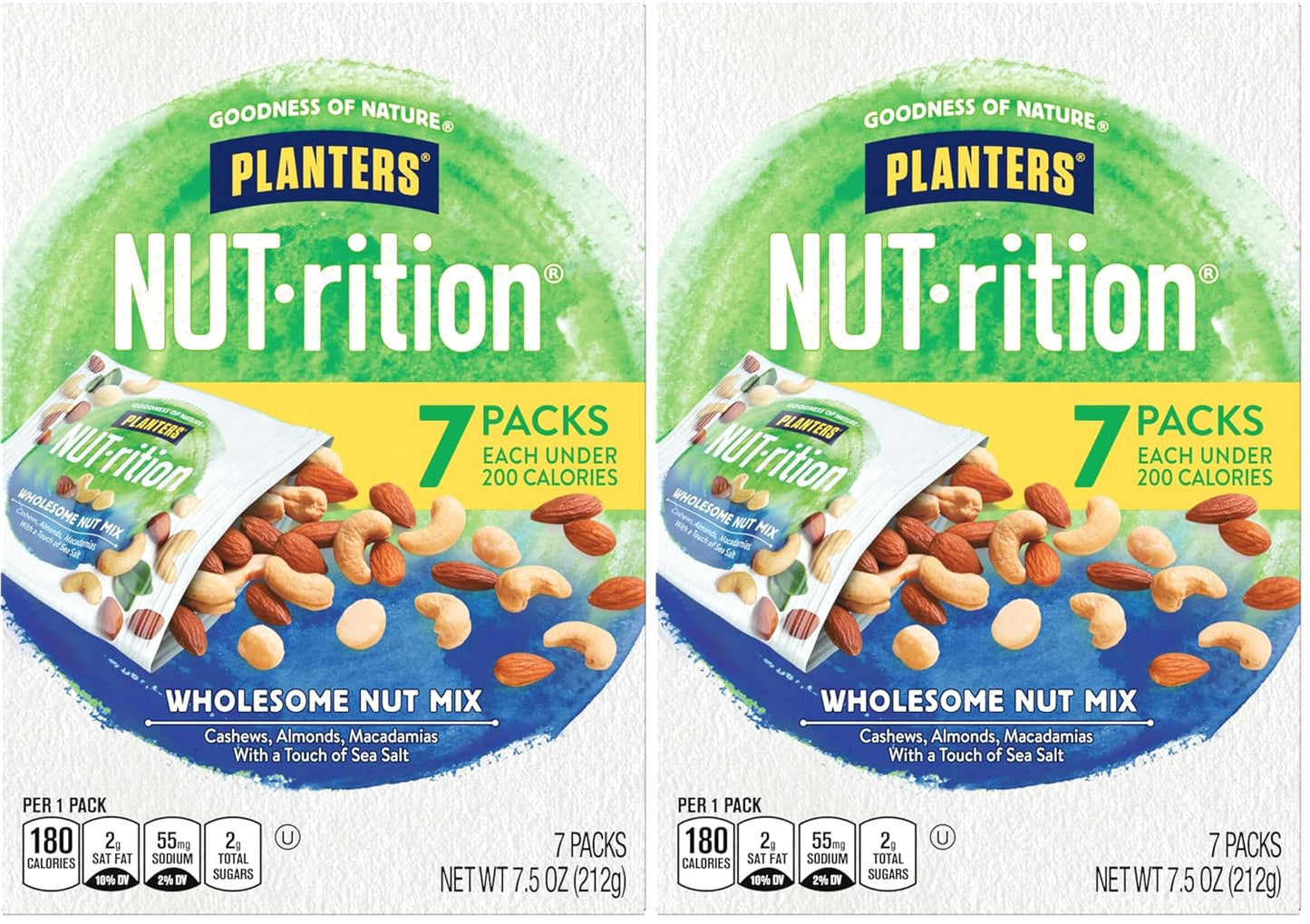PLANTERS NUT-rition Wholesome Nut Mix, 7.5 oz Box (Contains 7 Individual Pouches) - Cashews, Almonds and Macadamias Snack Mix - No Artificial Flavors, No Artificial Colors, No Preservatives - Kosher