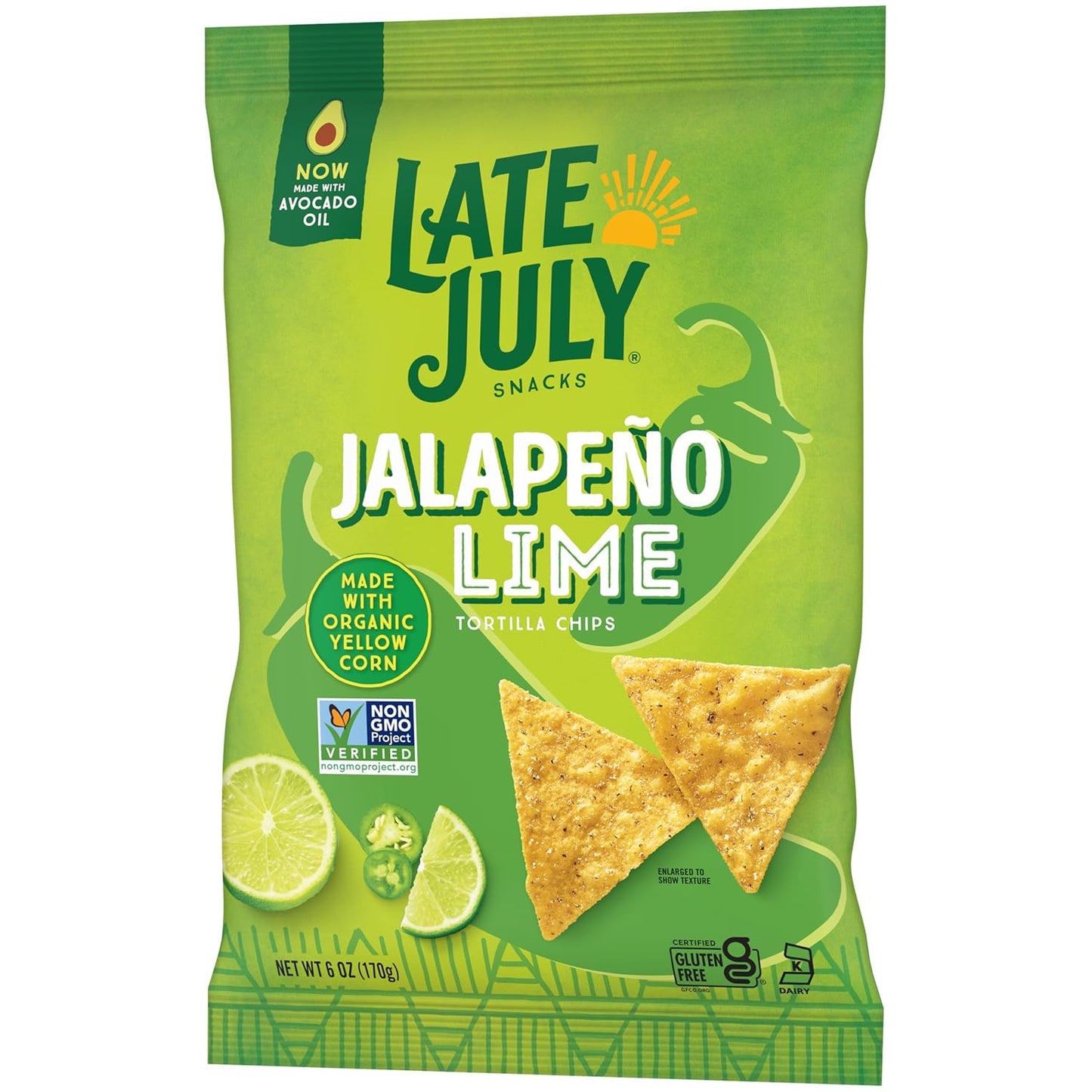 LATE JULY Snacks Jalapeno Lime Tortilla Chips, 6 Oz Bag