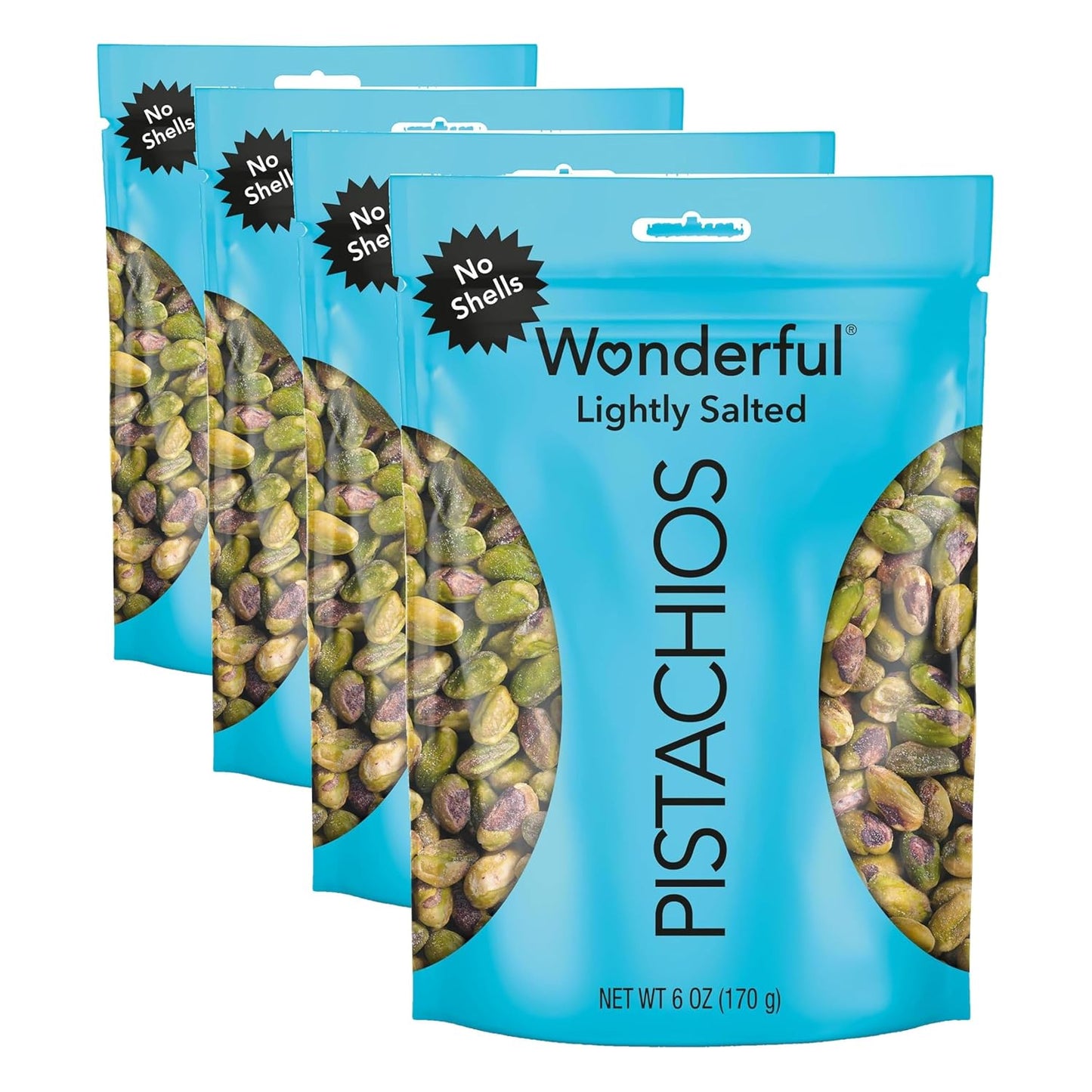 Wonderful Pistachios No Shells, Lightly Salted Nuts, 12 Ounce Resealable Bag, Protein Snacks, Gluten Free, Healthy Snack