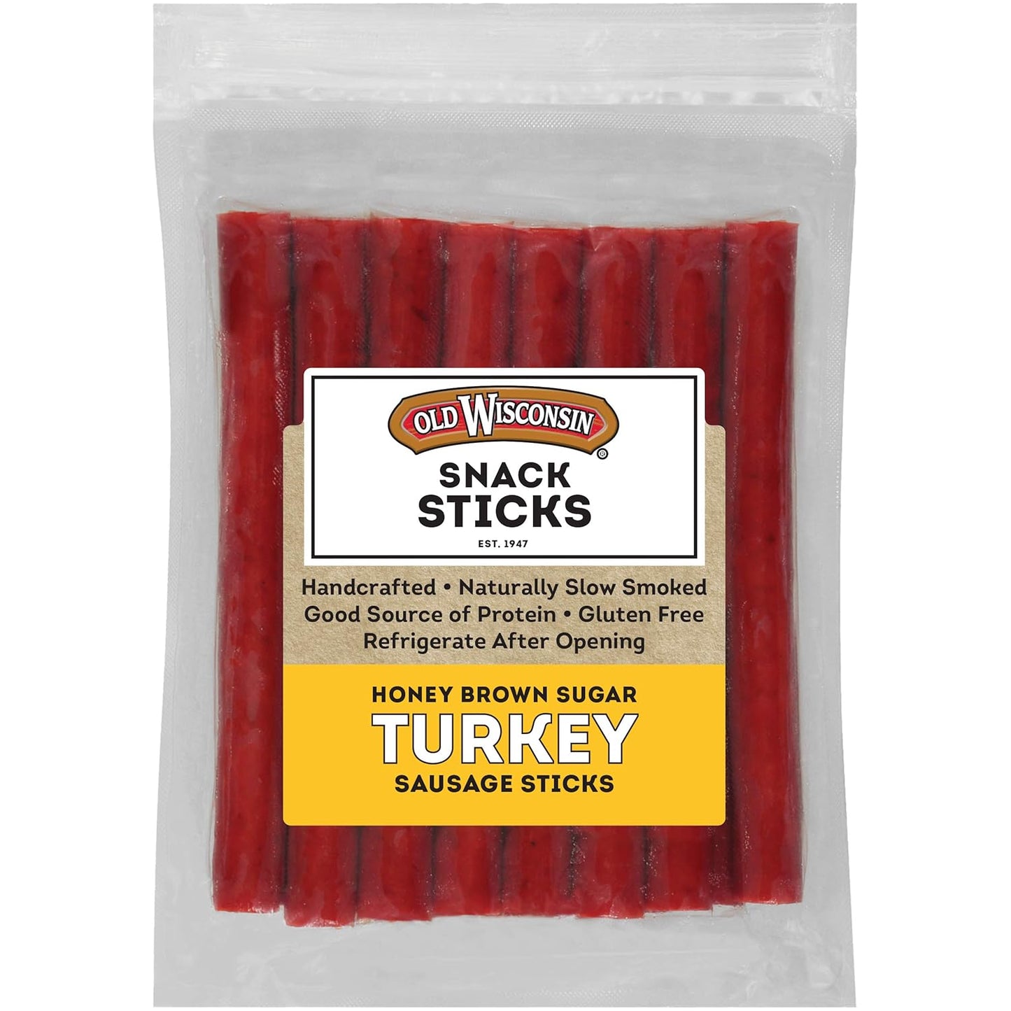 Old Wisconsin Turkey Sausage Snack Sticks, Naturally Smoked, Ready to Eat, High Protein, Low Carb, Keto, Gluten Free, 16 Ounce Resealable Package