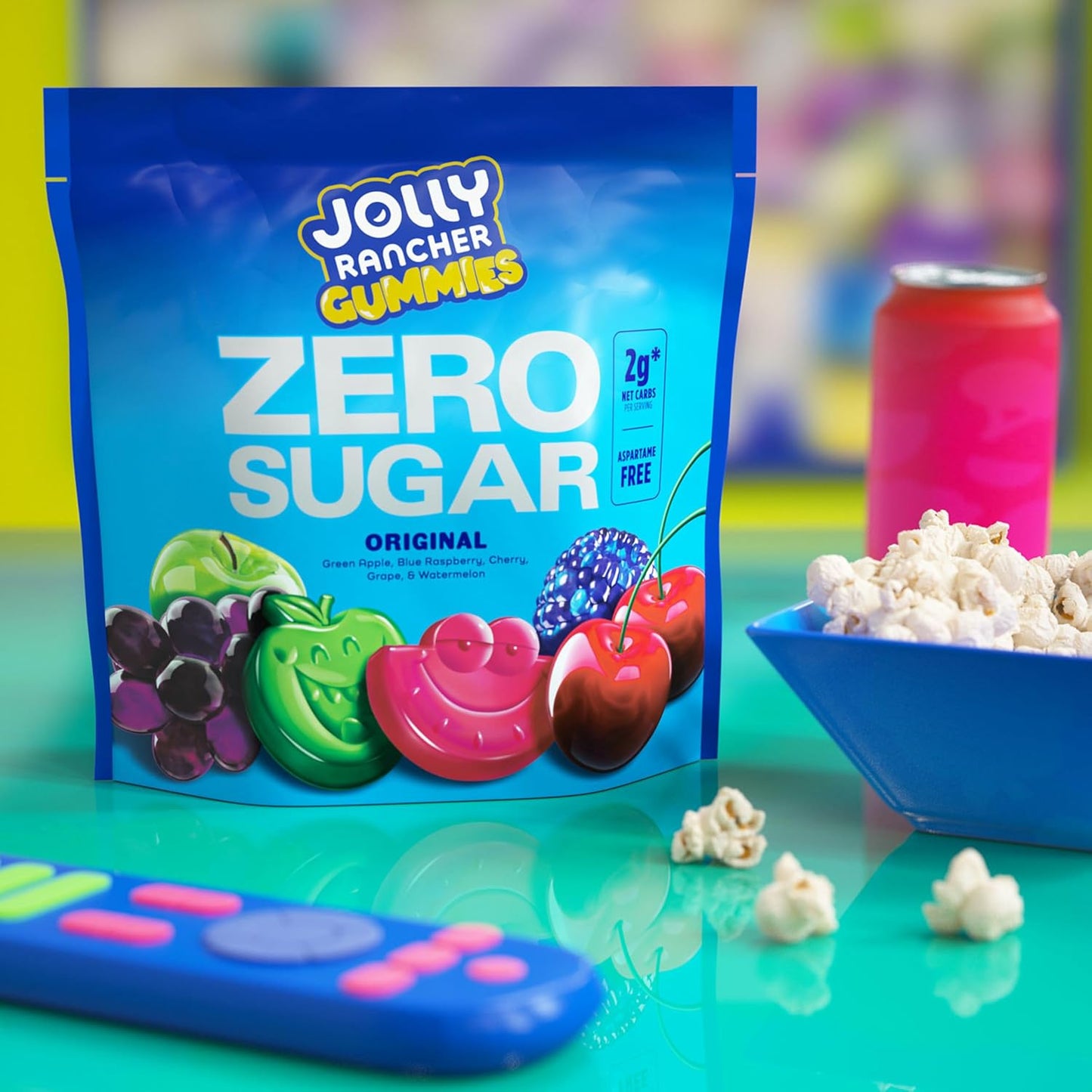 JOLLY RANCHER Gummies Zero Sugar Assorted Fruit Flavored Candy Bag, 4.9 oz (7 Pouches)