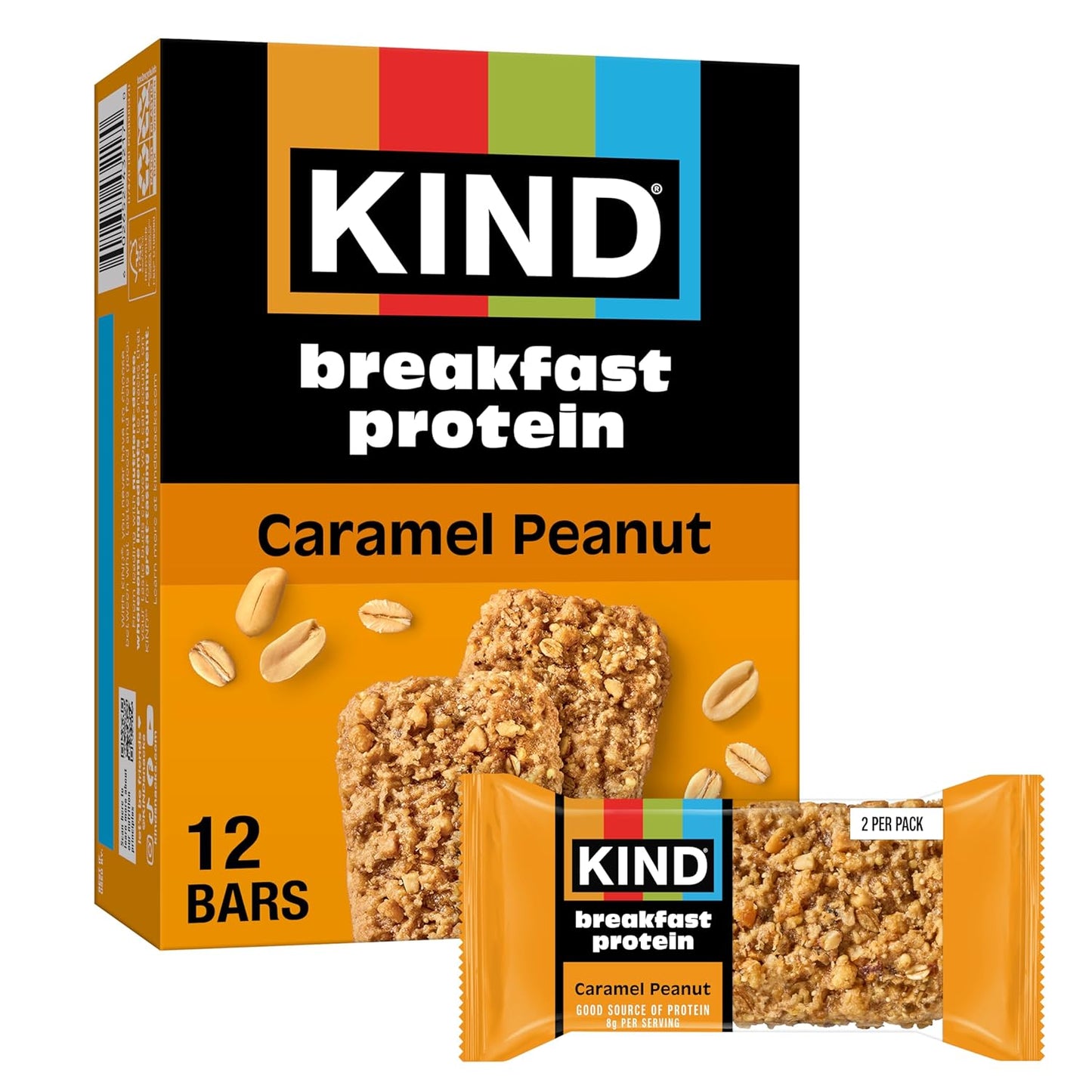 KIND Breakfast Protein Bars, Peanut Butter Banana Dark Chocolate, Gluten Free, Low Sodium, Healthy Snacks, 8g Protein, 6 Count (6 Packs of 2 Bars)