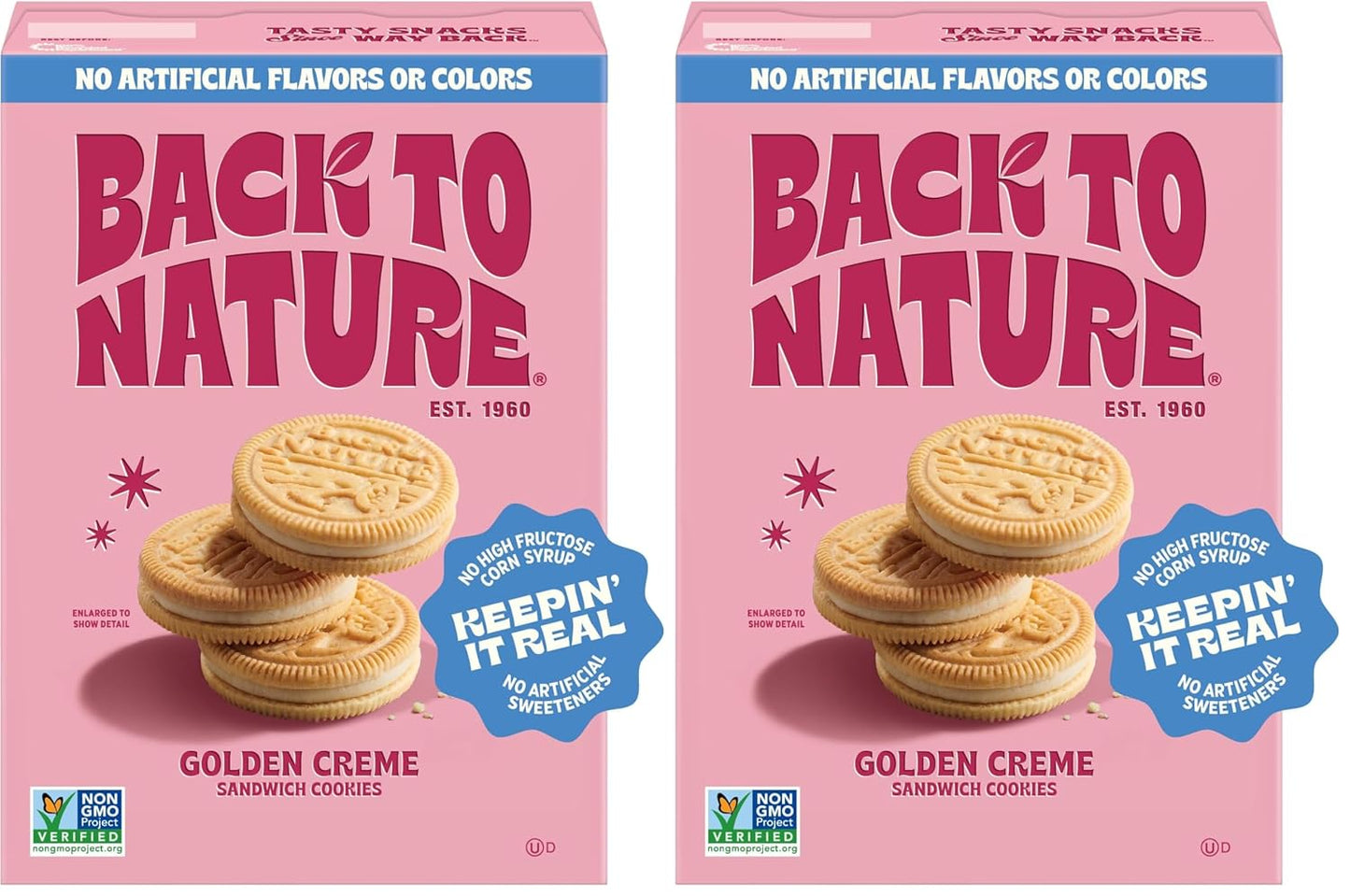 Back to Nature Golden Vanilla Creme Sandwich Cookies, Plant Based, Non-GMO, Plant-Based, Made with Wheat Flour, Snack Happy 8.25 oz Box