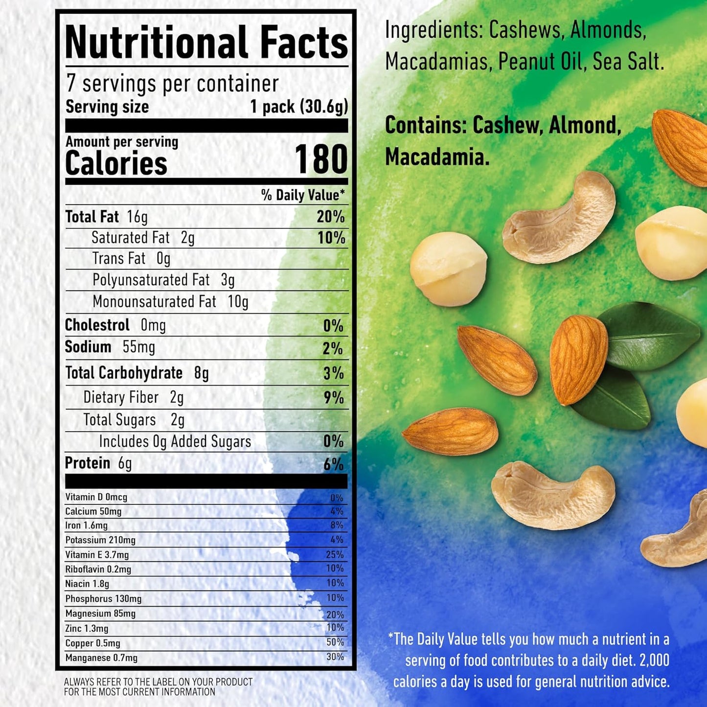 PLANTERS NUT-rition Wholesome Nut Mix, 7.5 oz Box (Contains 7 Individual Pouches) - Cashews, Almonds and Macadamias Snack Mix - No Artificial Flavors, No Artificial Colors, No Preservatives - Kosher