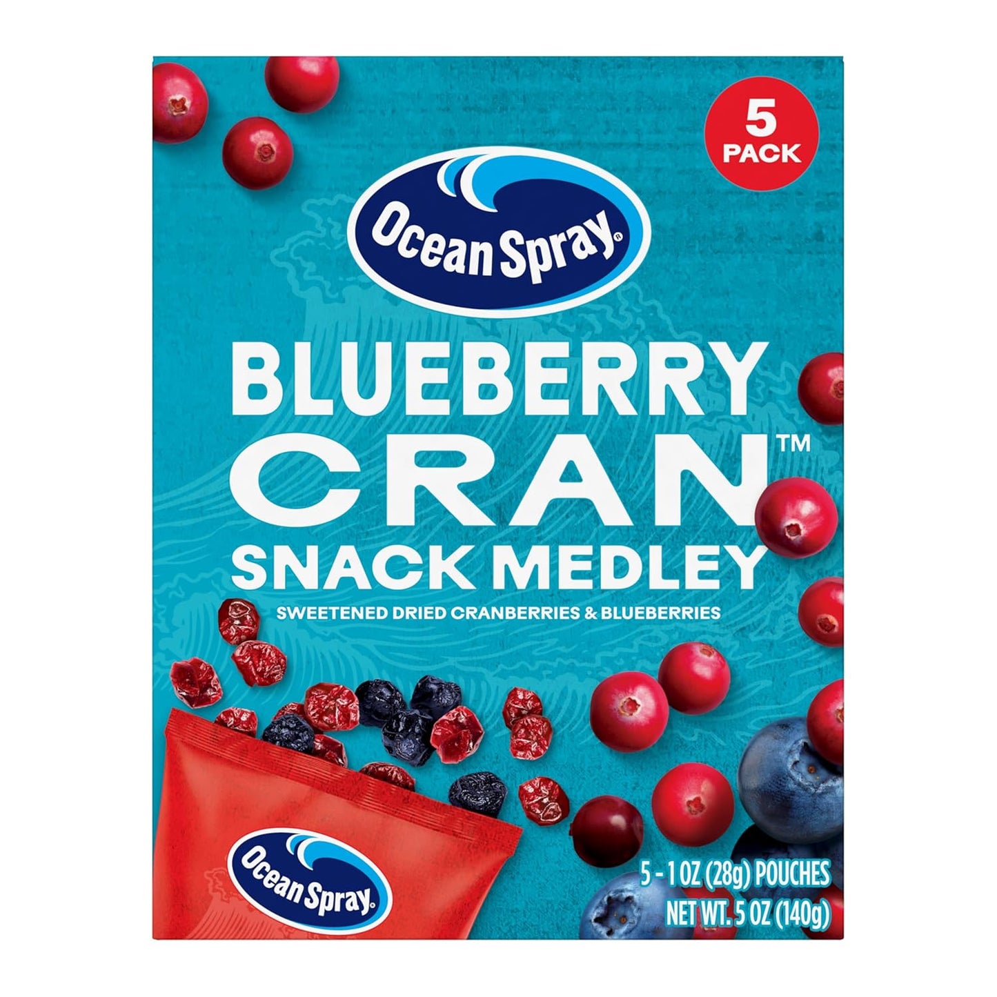 Ocean Spray® Pineapple Cran™ Snack Medley, Cranberry and Pineapple Dried Fruit Snack, 1 Oz Pouches, 5 Count