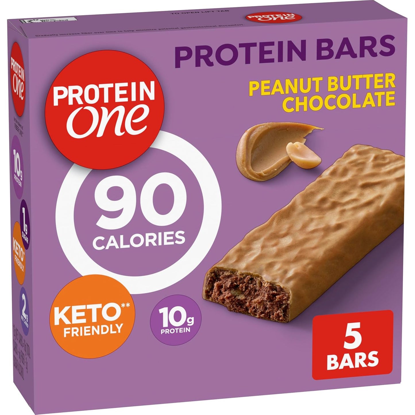 Protein One Peanut Butter Chocolate Protein Bars, GLP-1 Friendly, 5 Ct, 4.8 oz