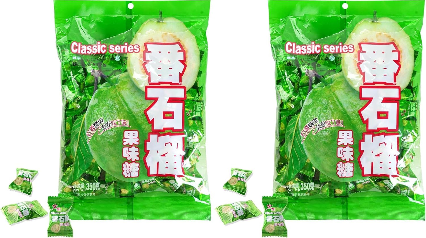 Hongyuan Guava Candy, 12.3 oz (Pack of 1) Asian Fruit Hard Candy, Sweet & Tangy Tropical Flavor, Individually Wrapped for Sharing & Snacking
