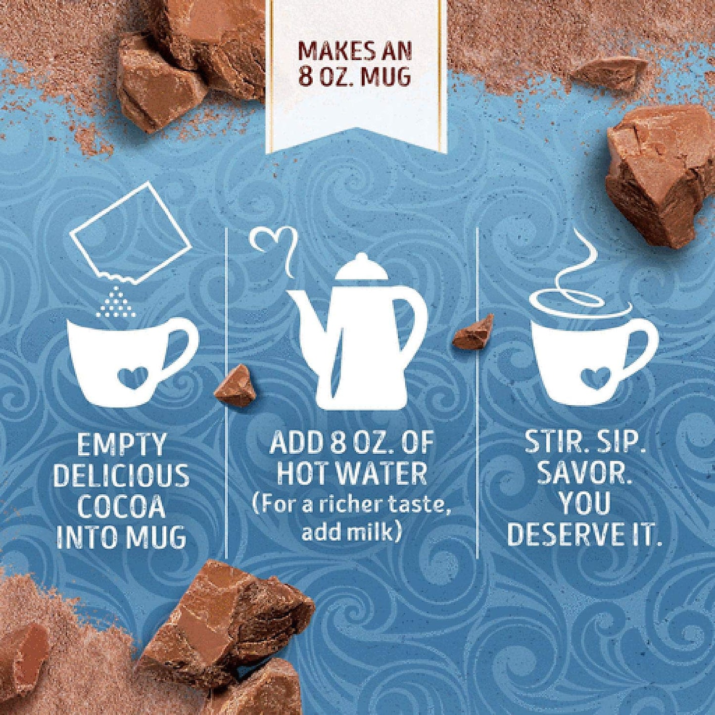 Swiss Miss milk chocolate hot cocoa mix, 1.38 oz, 50-count, bulk, packaging dimensions 13x18.5x29 cm, 4.8 pounds